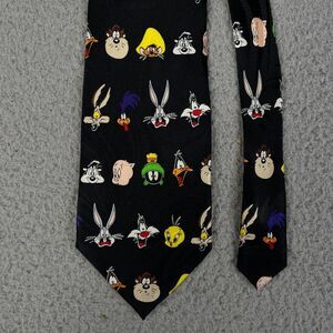 Vintage Looney Tunes Necktie Silk Multicolor Cartoon Comic Strip Roadrunner Taz